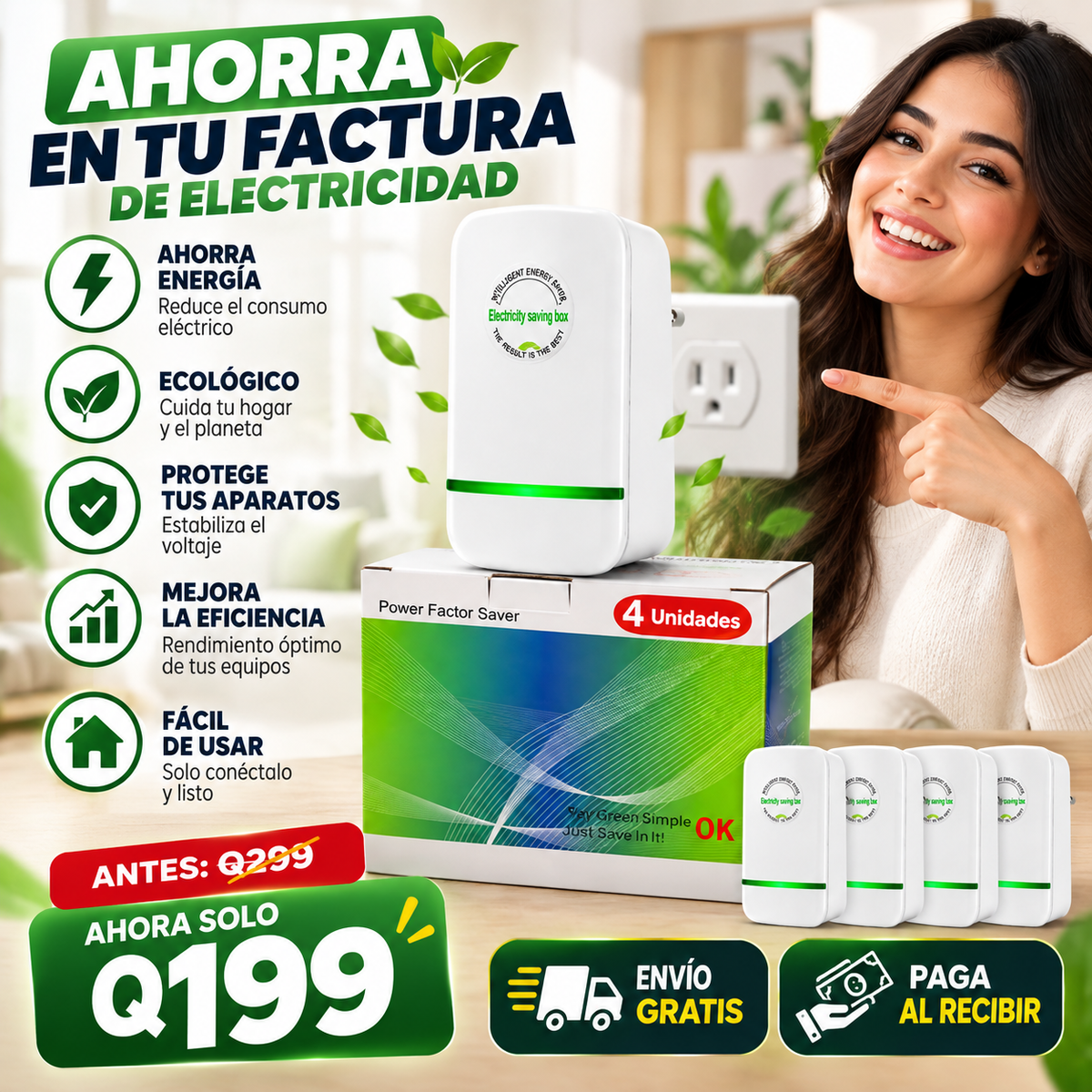 Ahorrador de Energía Eléctrica para el Hogar (4 Unidades)
