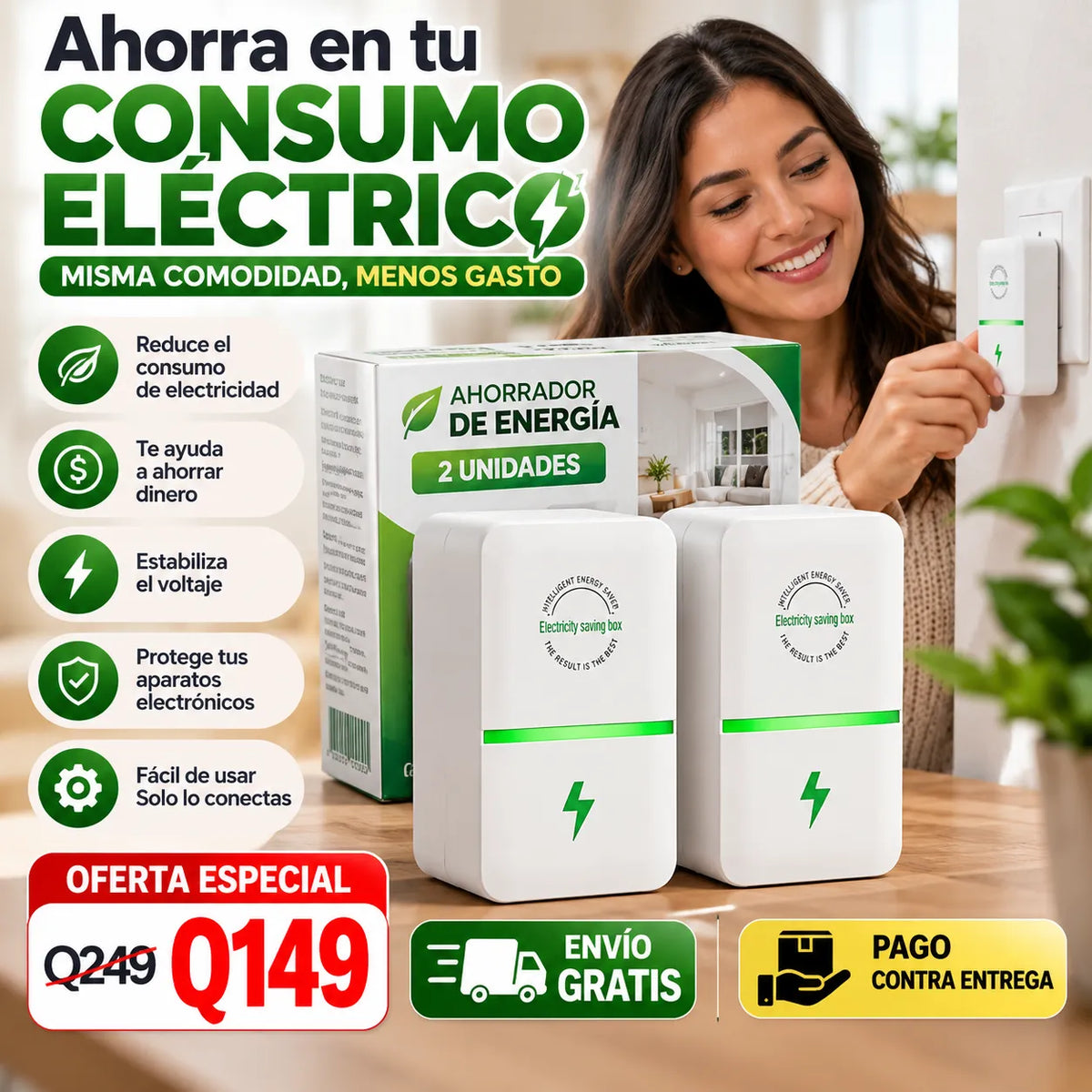 Ahorrador de Energía Inteligente – ¡Fácil de Usar! (2 Unidades)