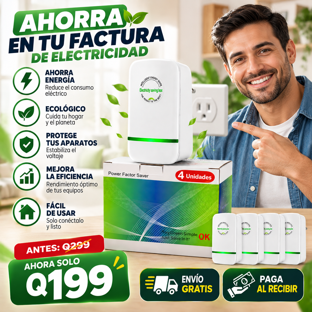 Ahorrador de Energía Eléctrica para el Hogar (4 Unidades)