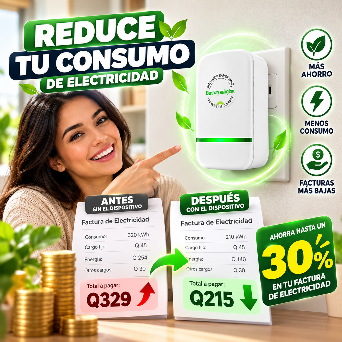 Ahorrador de Energía Eléctrica para el Hogar (4 Unidades)