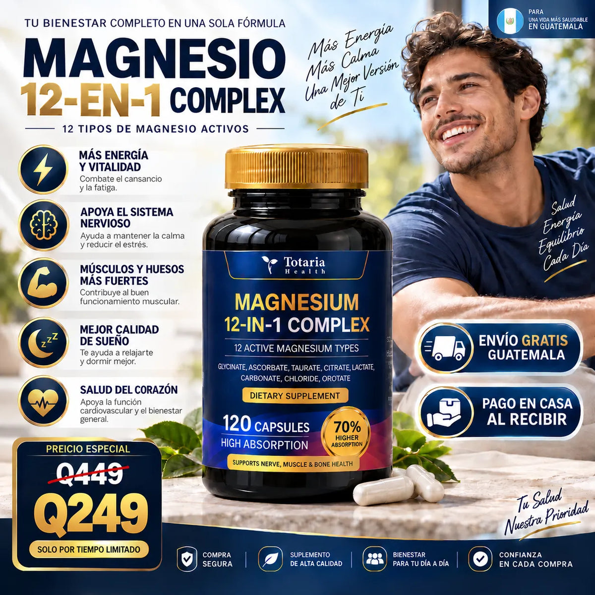 Magnesio 12 en 1 Complex (120 Caps) – Fórmula Avanzada de Alta Absorción